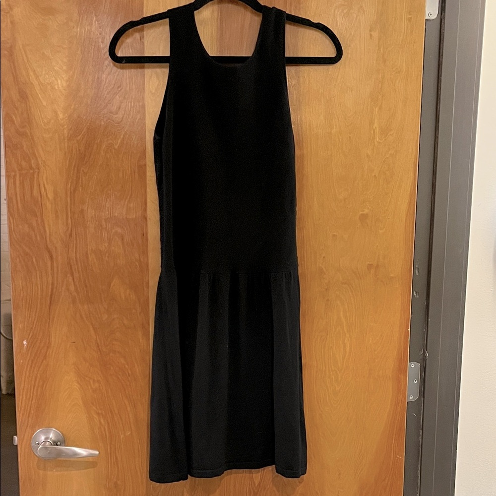 Theory Black Wool Dress - Elegant and sexy low cut back - open side details